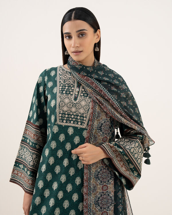 3 Piece - Embroidered Light Linen Suit