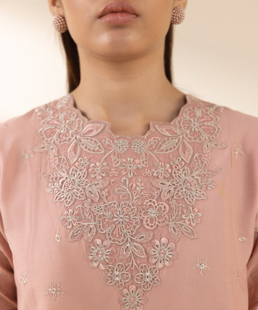 Women's Unstitched Pink Lawn 3 Piece Suit