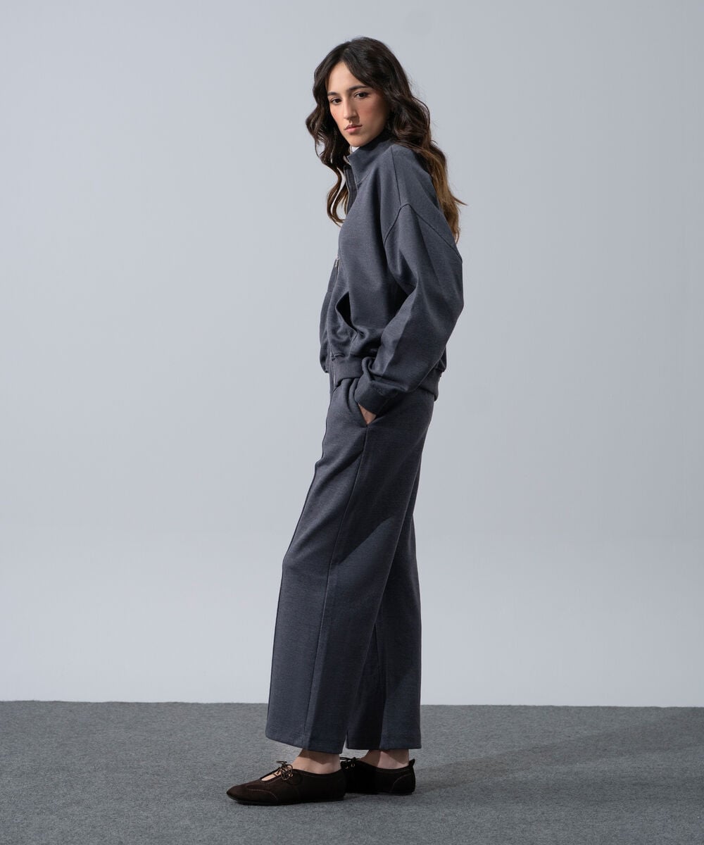 Women's Western Wear Grey Wide Leg Trousers