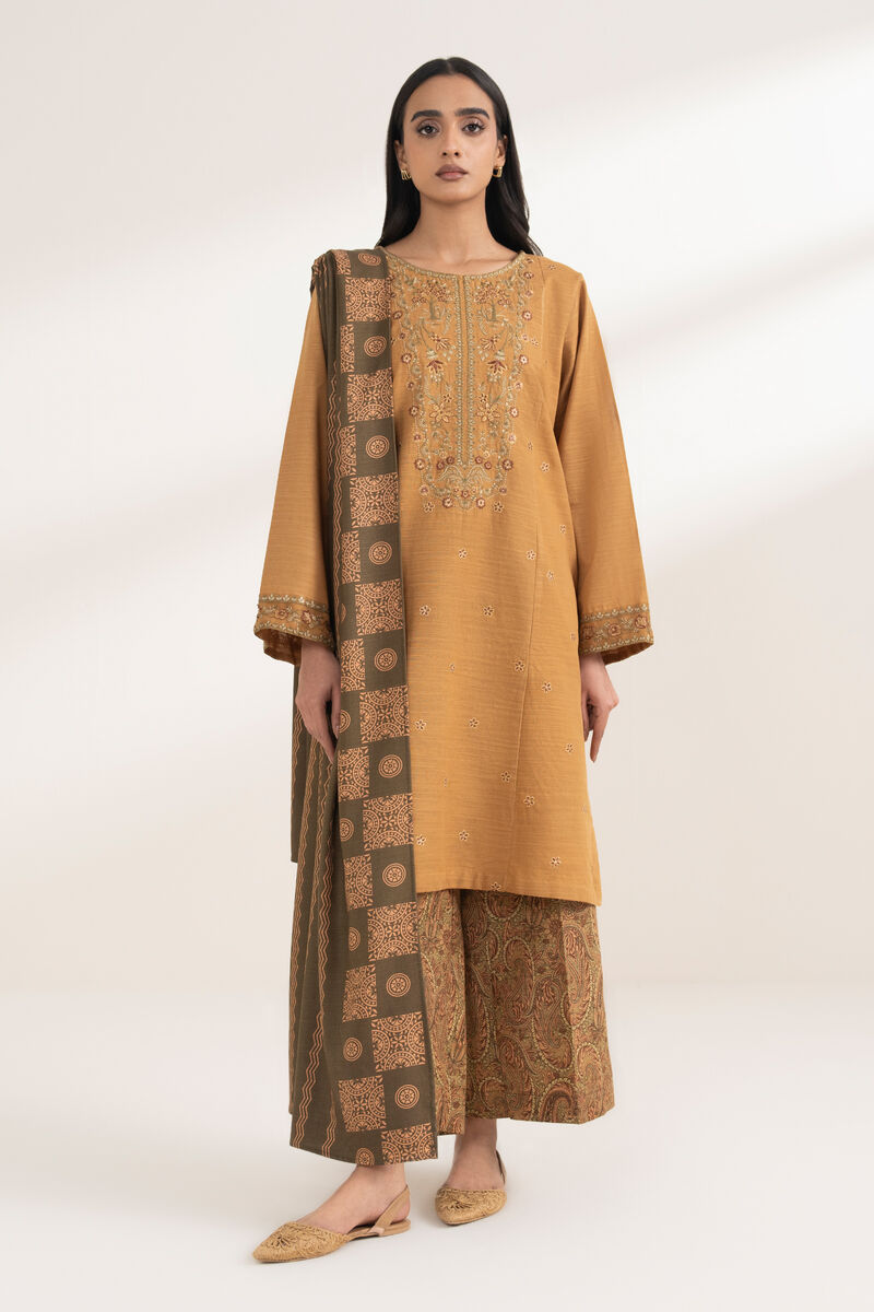 3 Piece - Embroidered Khaddar Suit