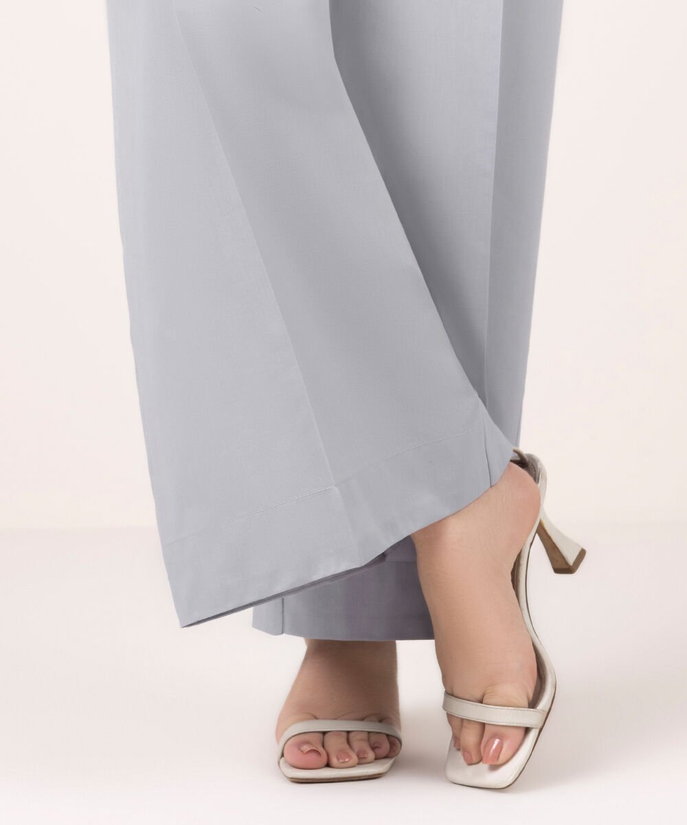 Women's RTW Cotton Viscose Solid Blue Culottes