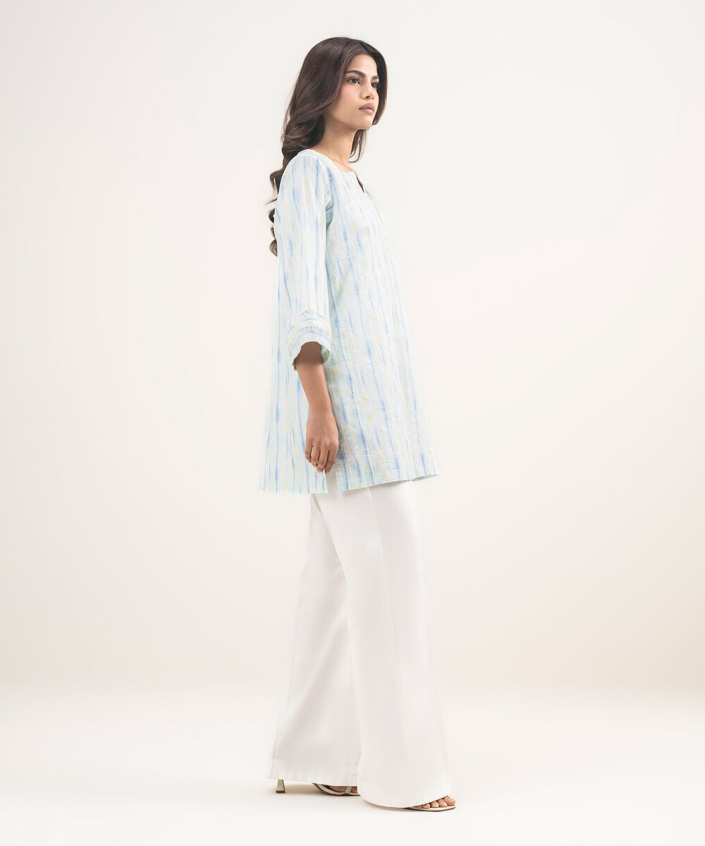 Women's RTW Leno Kara Embroidered White Straight Shirt