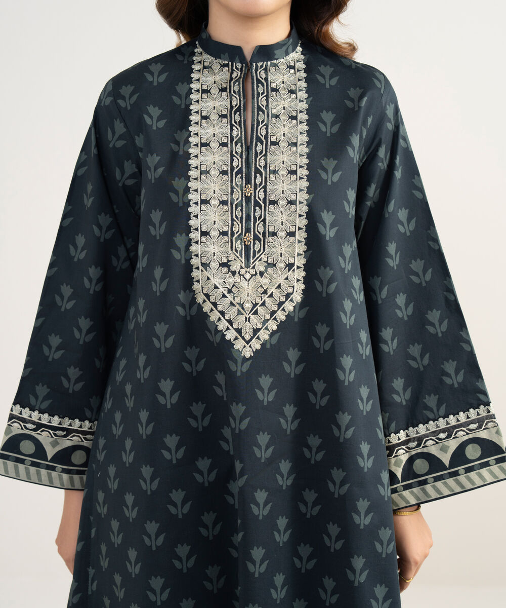 Women's Unstitched Lawn Embroidered Black 3 Piece Suit