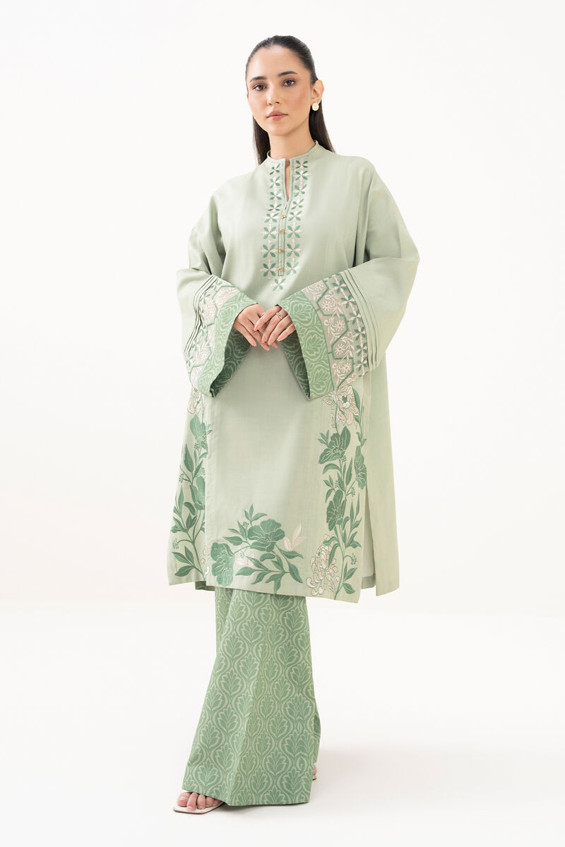2 Piece - Embroidered Linen Suit