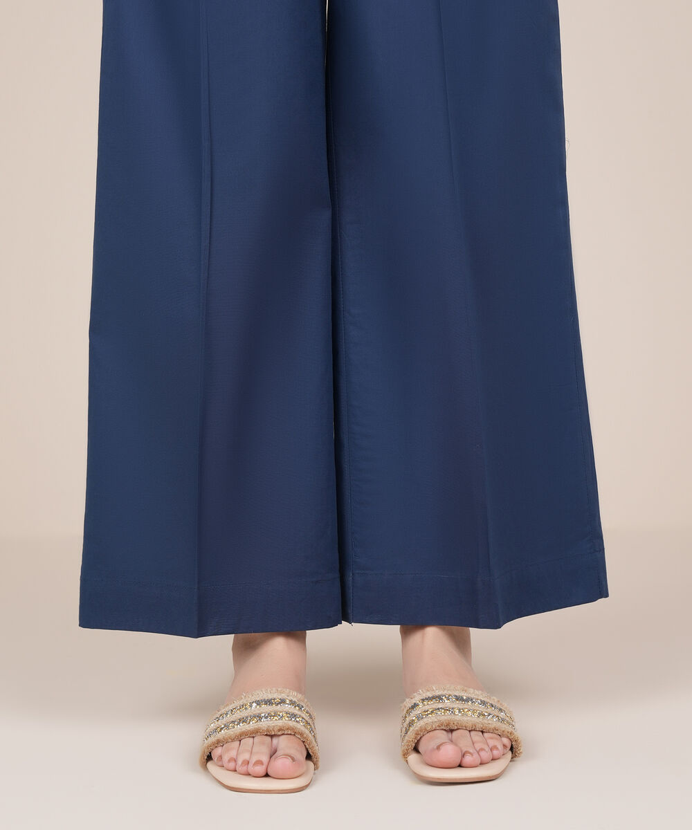 Women's RTW Cambric Blue Solid Culottes