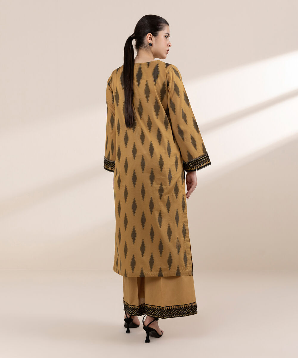 Women's RTW Extra Weft Jacquard Brown Embroidered A-Line Shirt