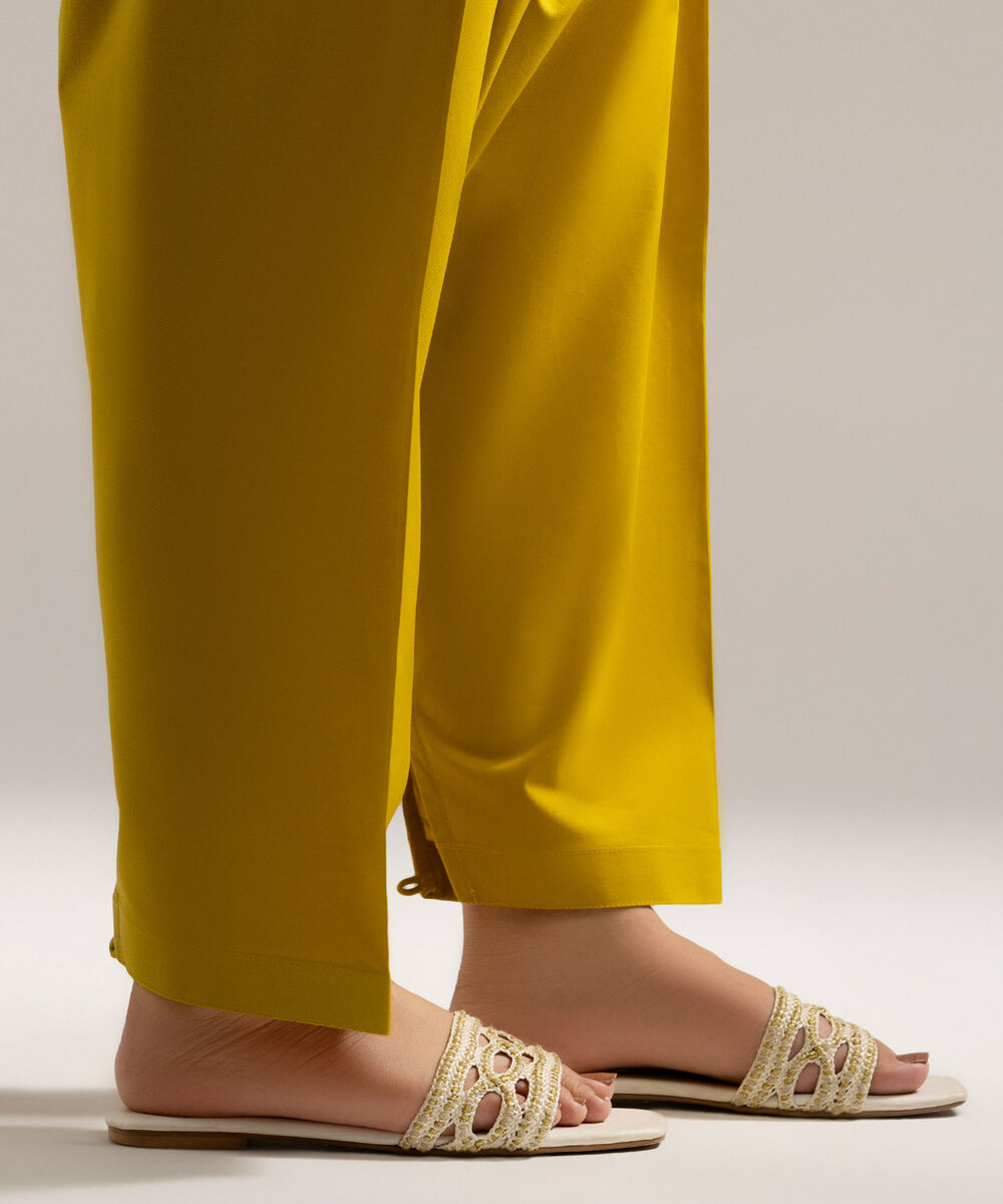 Women's RTW Cambric Solid Yellow Shalwar