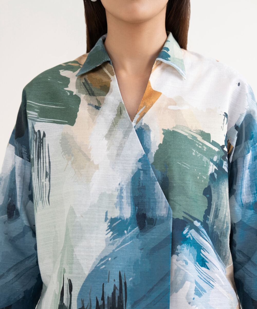 Women's Unstitched Khaddar Printed Multi Shirt