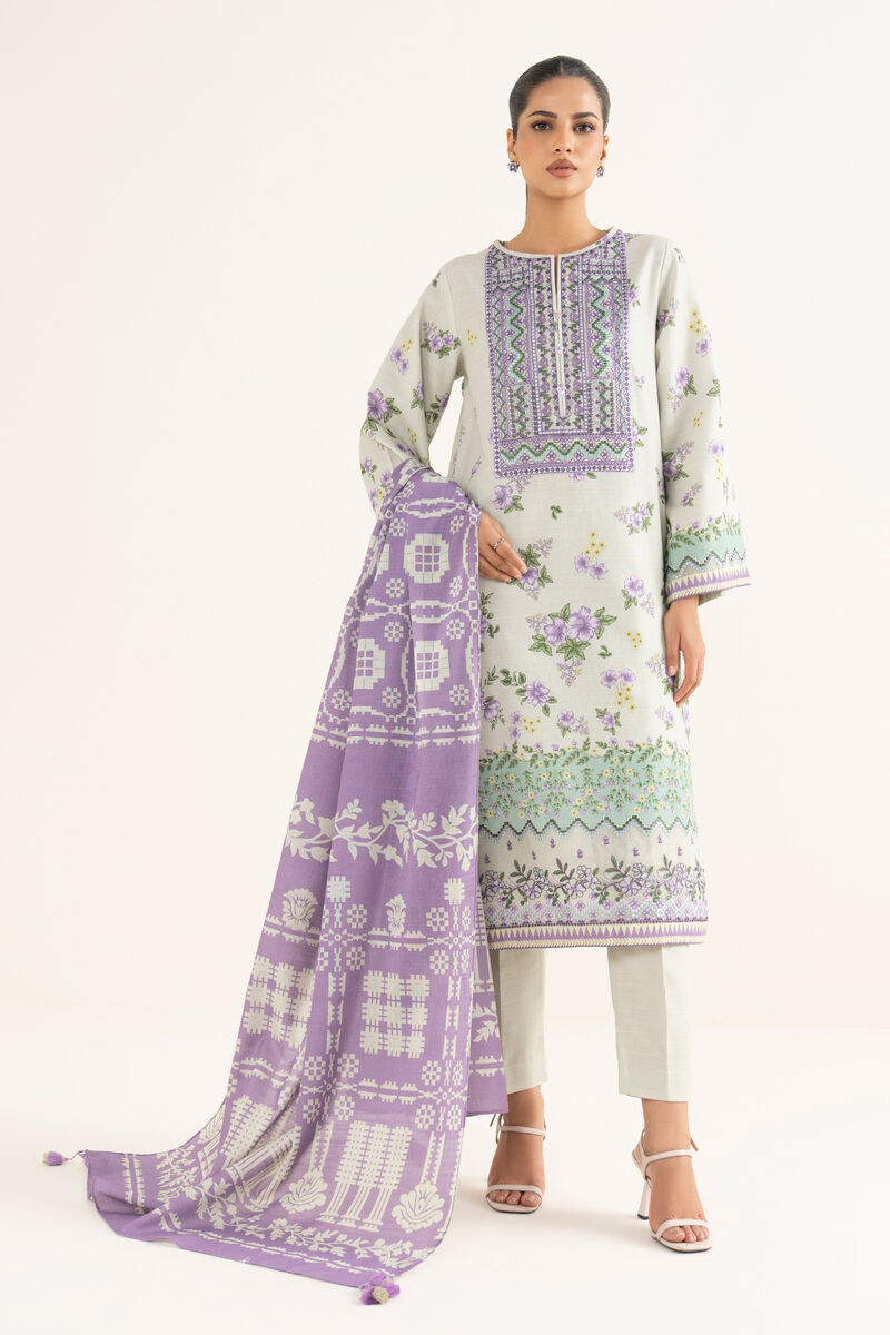 3 Piece - Embroidered Khaddar Suit