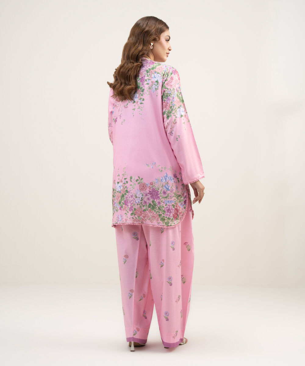 Women's RTW Dobby Printed Pink 2 Piece Suit