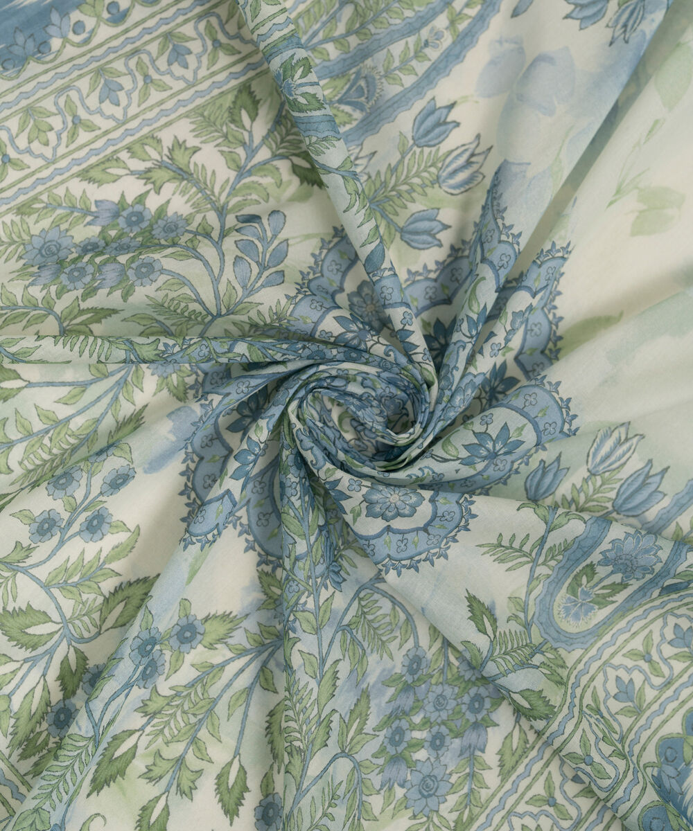 Lawn Printed Blue Dupatta