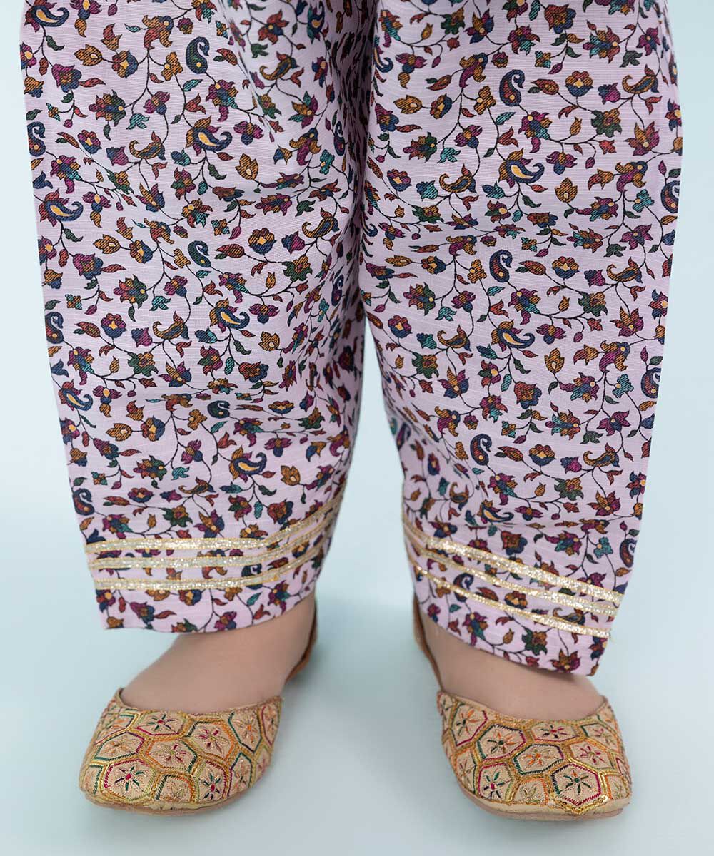 Kid Girls Lilac 2 Piece- Printed Khaddar Suit