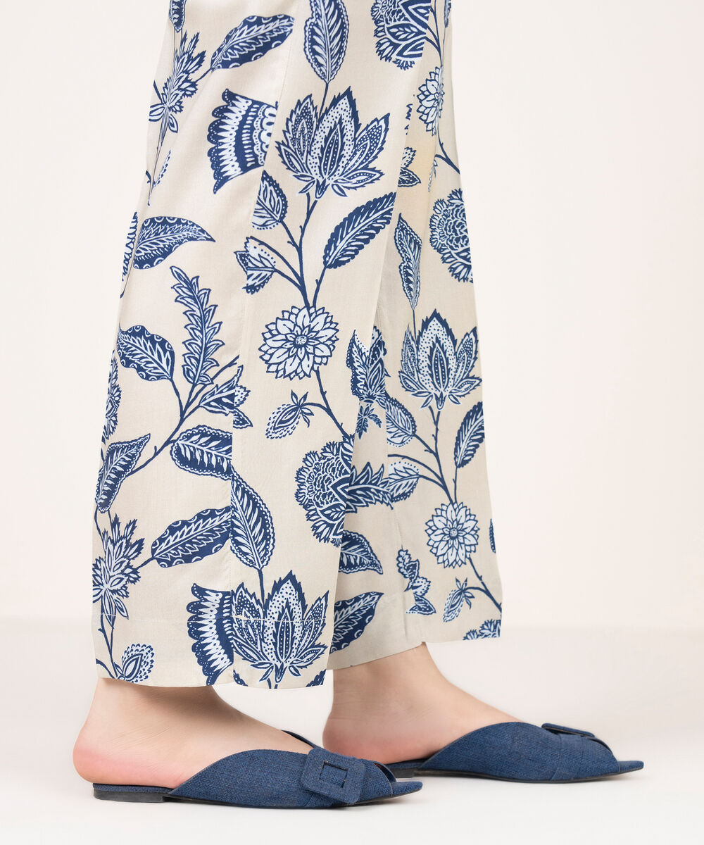 Women's RTW Viscose Linen Printed Grey Culottes