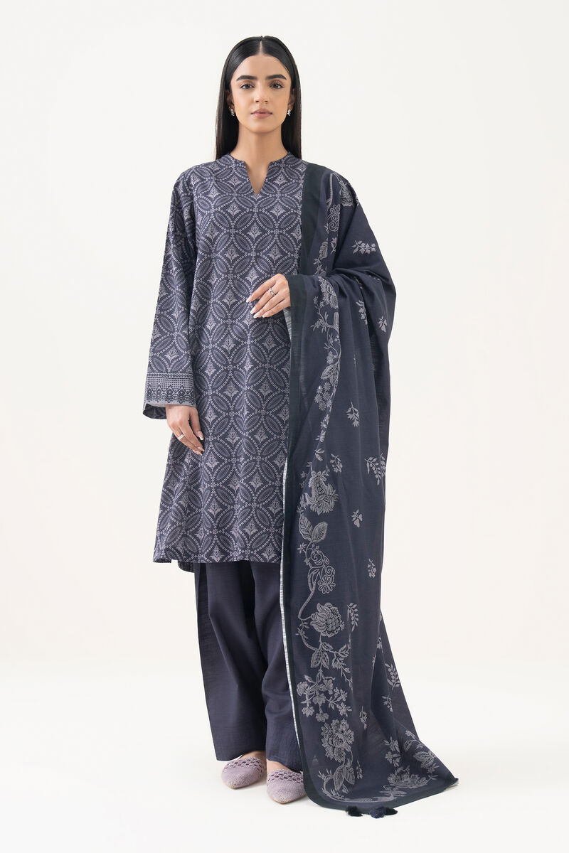 3 Piece - Printed Light Khaddar  Suit
