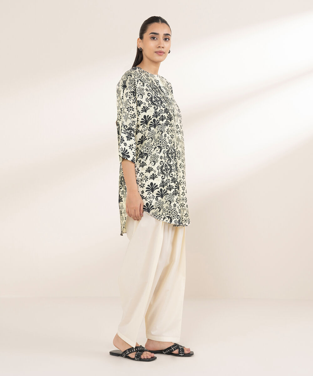 Women's RTW Arabic Lawn Multi Printed Drop Shoulder Shirt