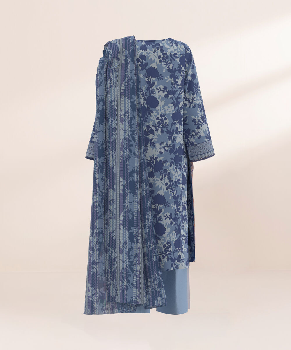 Women's Three Piece Printed Burnt orange Lawn Suit