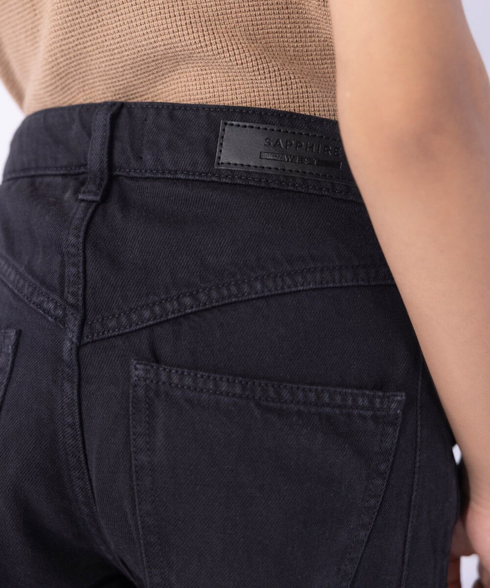 Woman - Black Cropped Wide Leg Fit  Jeans