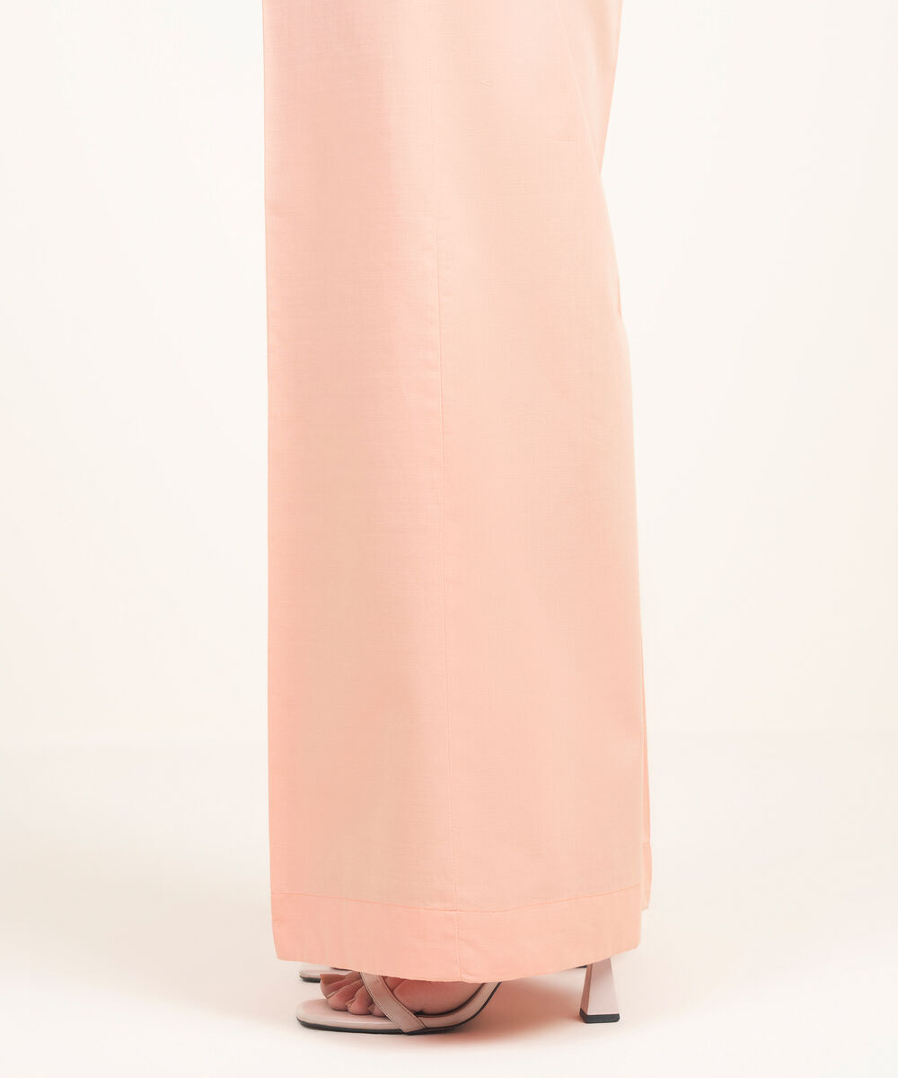 Women's RTW Cambric Solid Pink Flared Pants