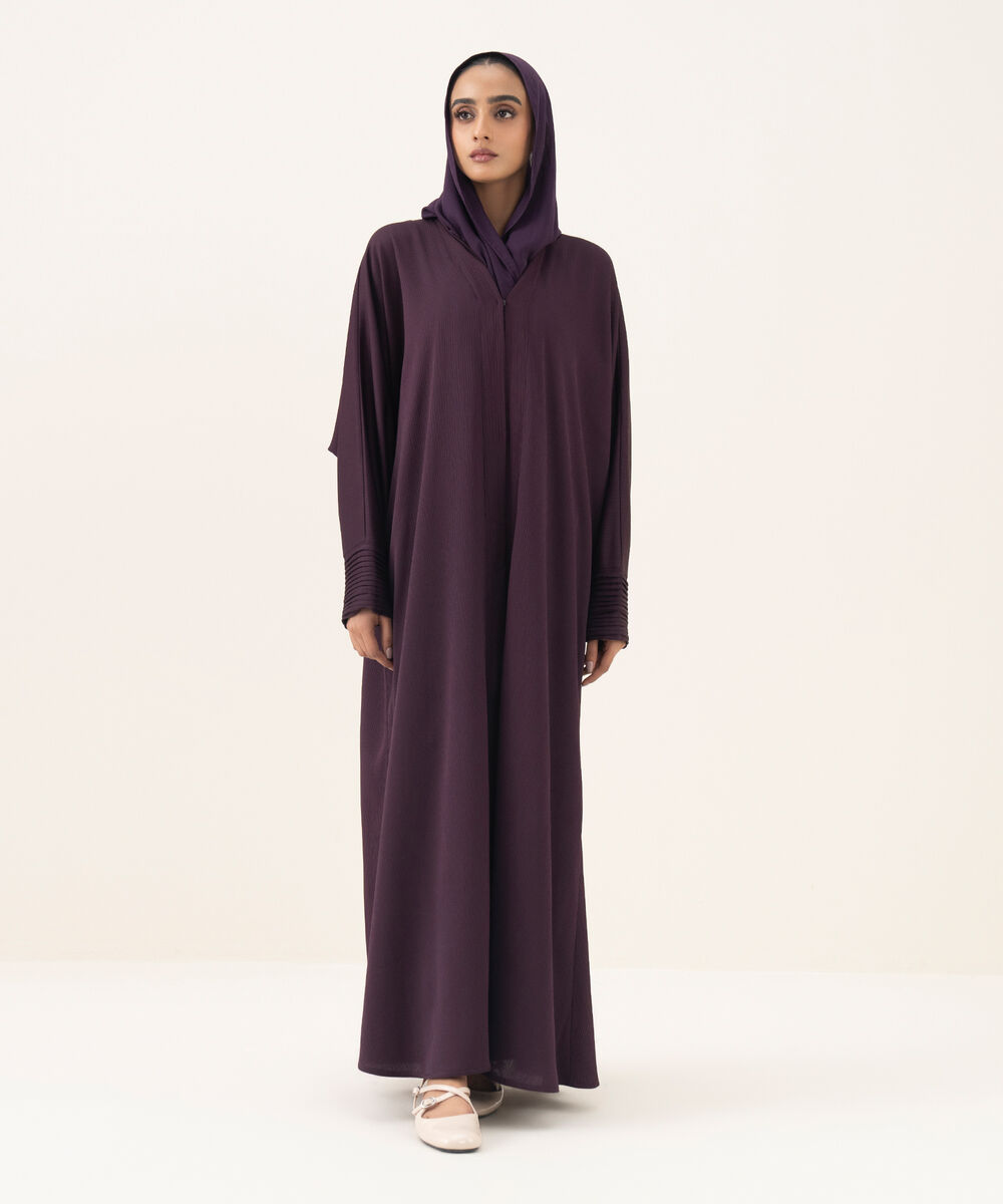 Women's purple button through kimono Abaya