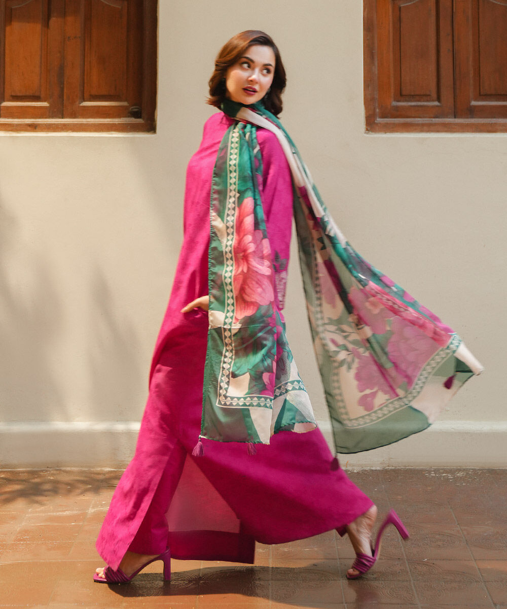 Woman - Pink 3 Piece - Embroidered Cotton Jacquard Suit