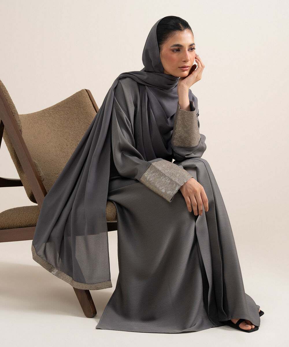 Women's Grey Abaya Set
