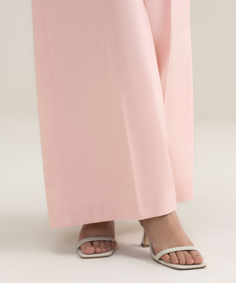 Women's Unstitched Cotton Printed Pink Trousers Fabric