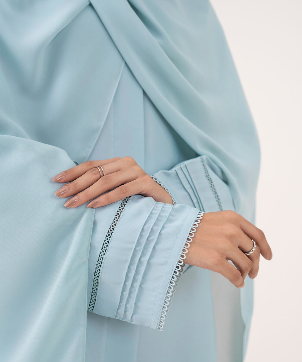 Women's Sky Blue Polyester Abaya