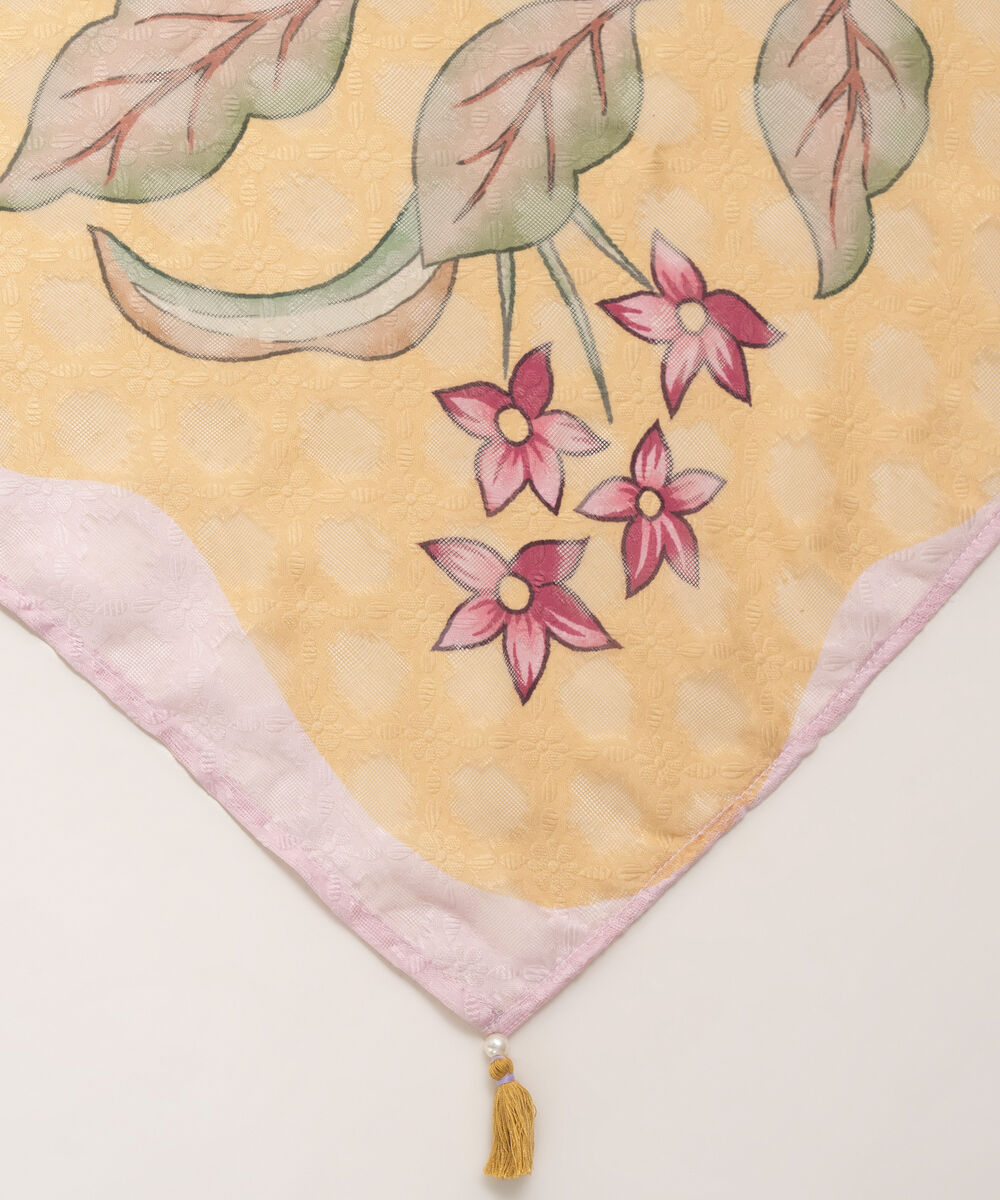 Brochea Jacquard Printed Yellow Dupatta