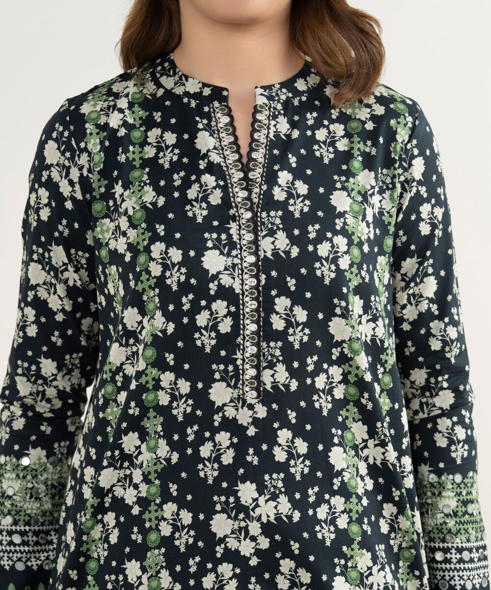 Women's Unstitched Lawn Embroidered Black 3 Piece Suit