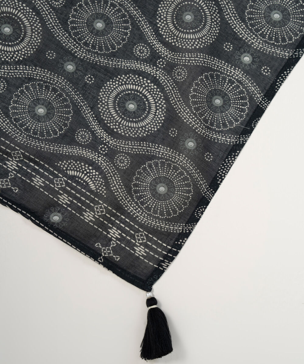 Lawn Printed Black Dupatta