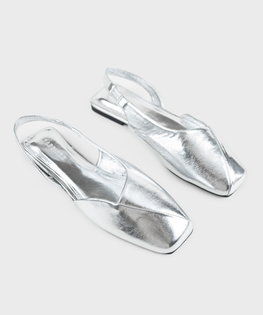 Women's Silver Slingback Flats
