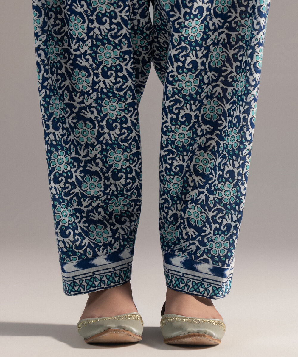 Women's RTW Crosshatch Printed Dark Blue Shalwar