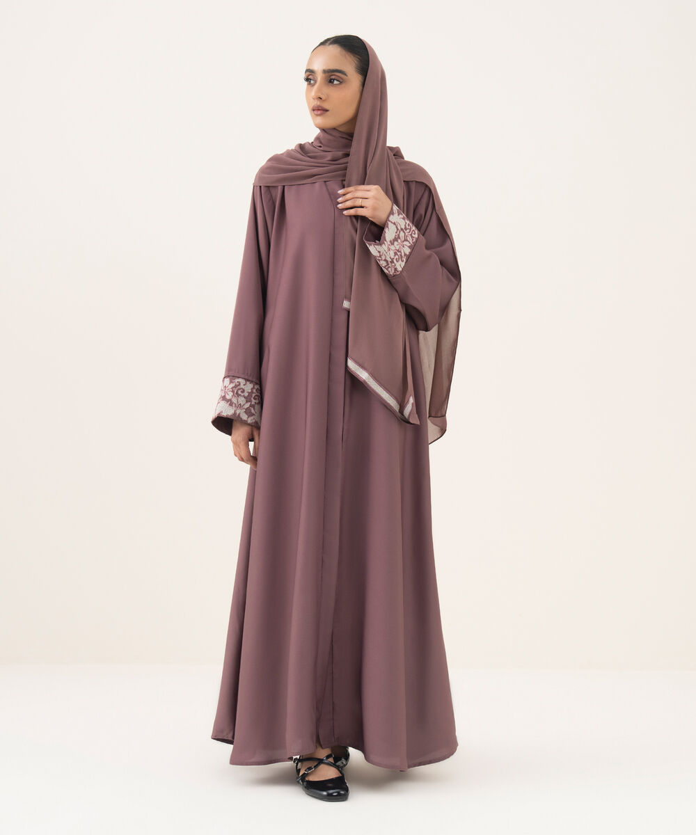 Women's dusty mauve button through Abaya set