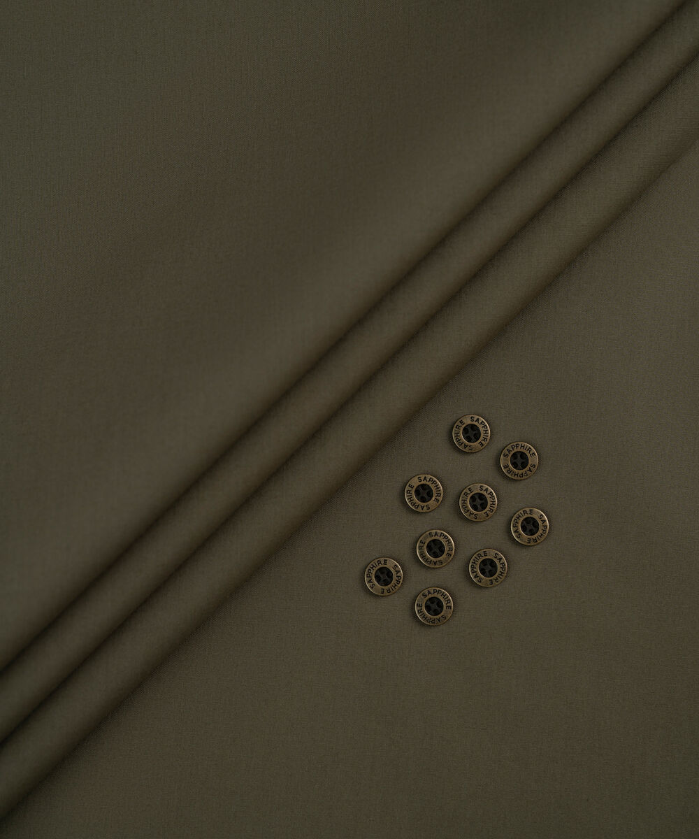 Men's Unstitched Olive Two Piece Premium Cotton Suit