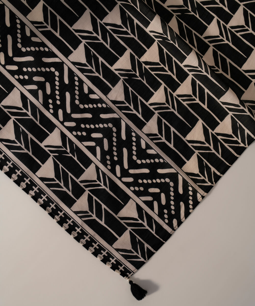 Women's RTW Khaddar Printed Black Dupatta