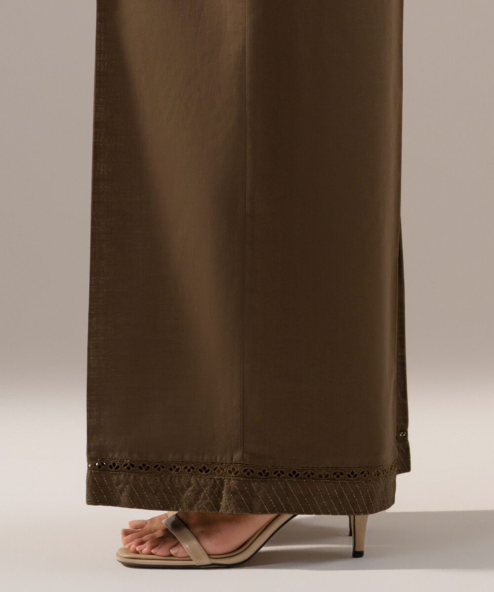 Women's RTW Cross Hatch Solid Muted Green Culotte