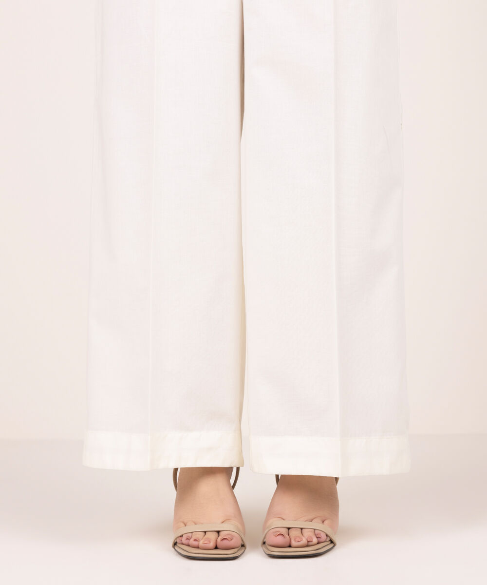 Women's RTW Lawn Solid Off White Culottes
