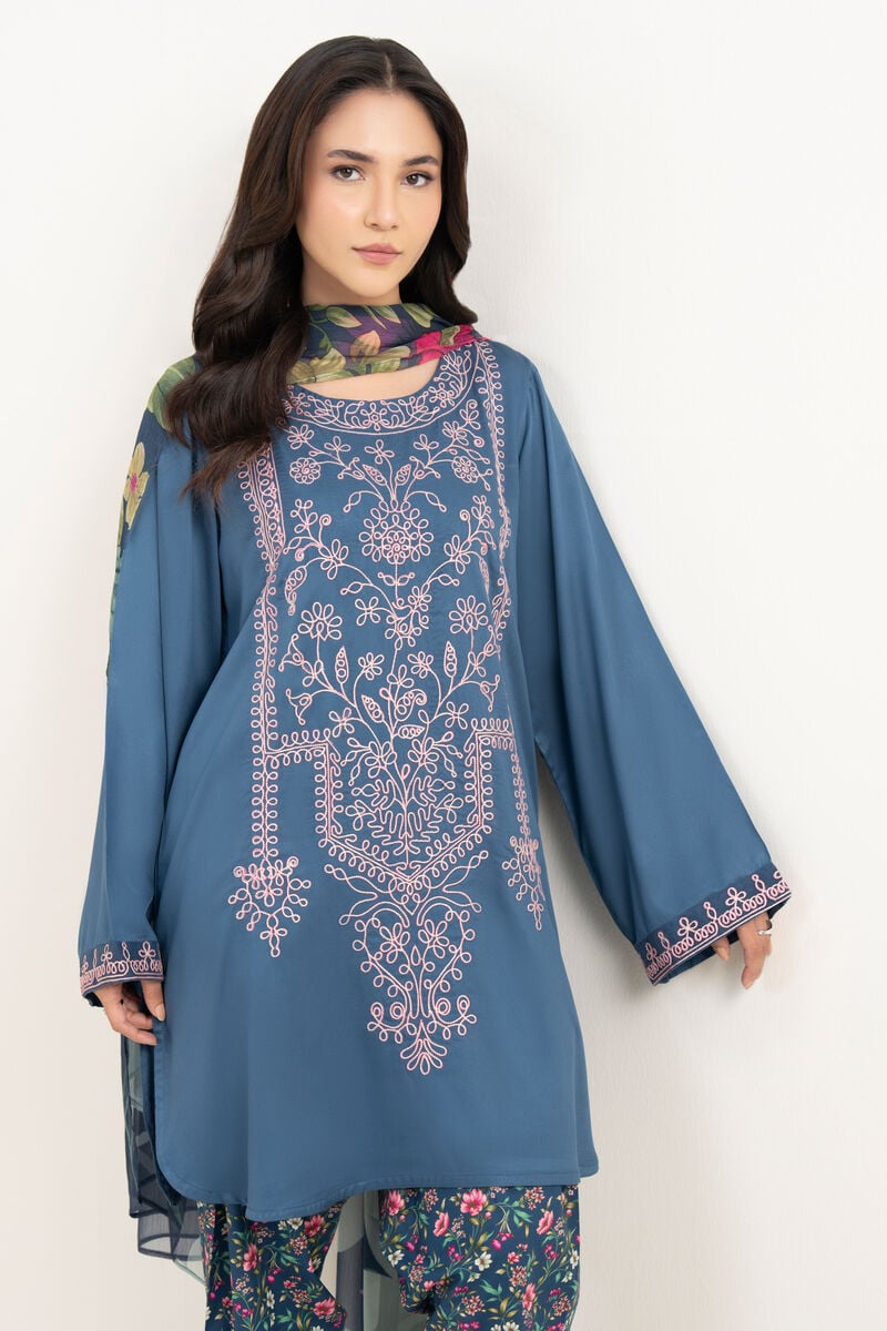 3 Piece - Embroidered Dobby Suit