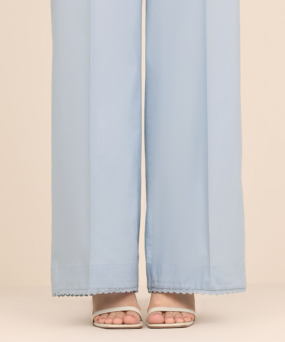 Women's RTW Cambric Blue Solid Culottes