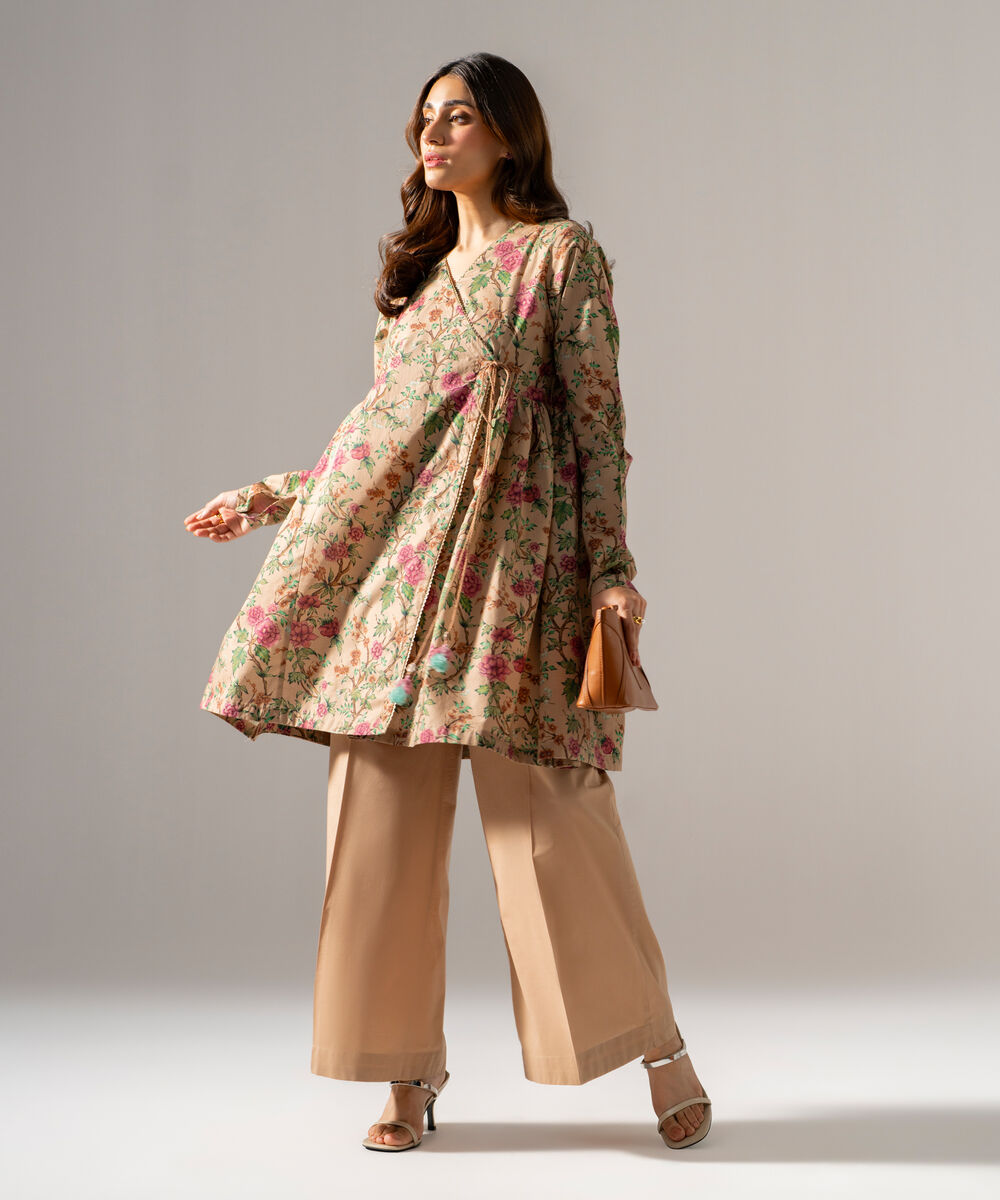 Women's RTW Cambric Printed Mauve Angrakha