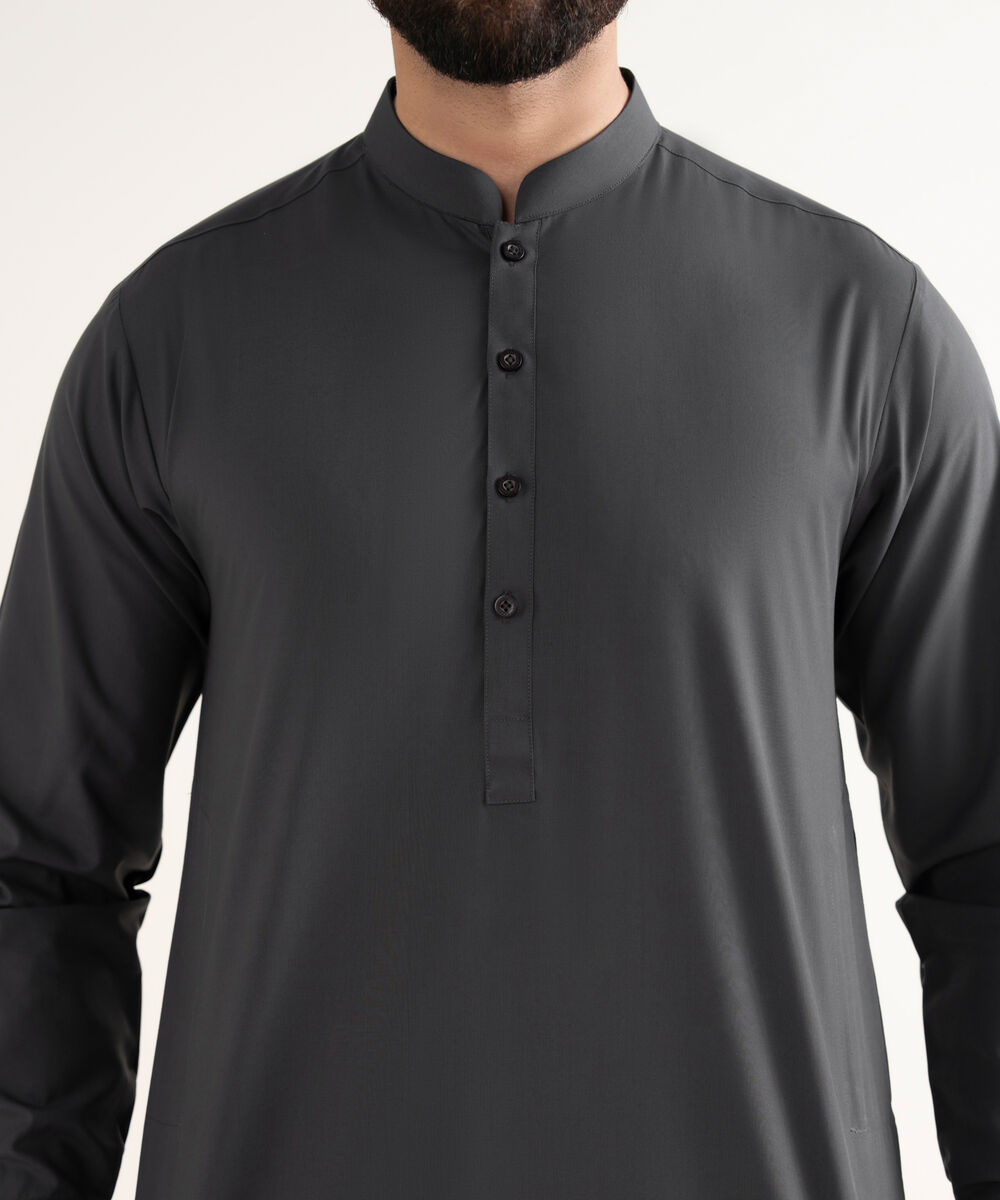 Men's 100% Cotton Plain Black Kameez Shalwar