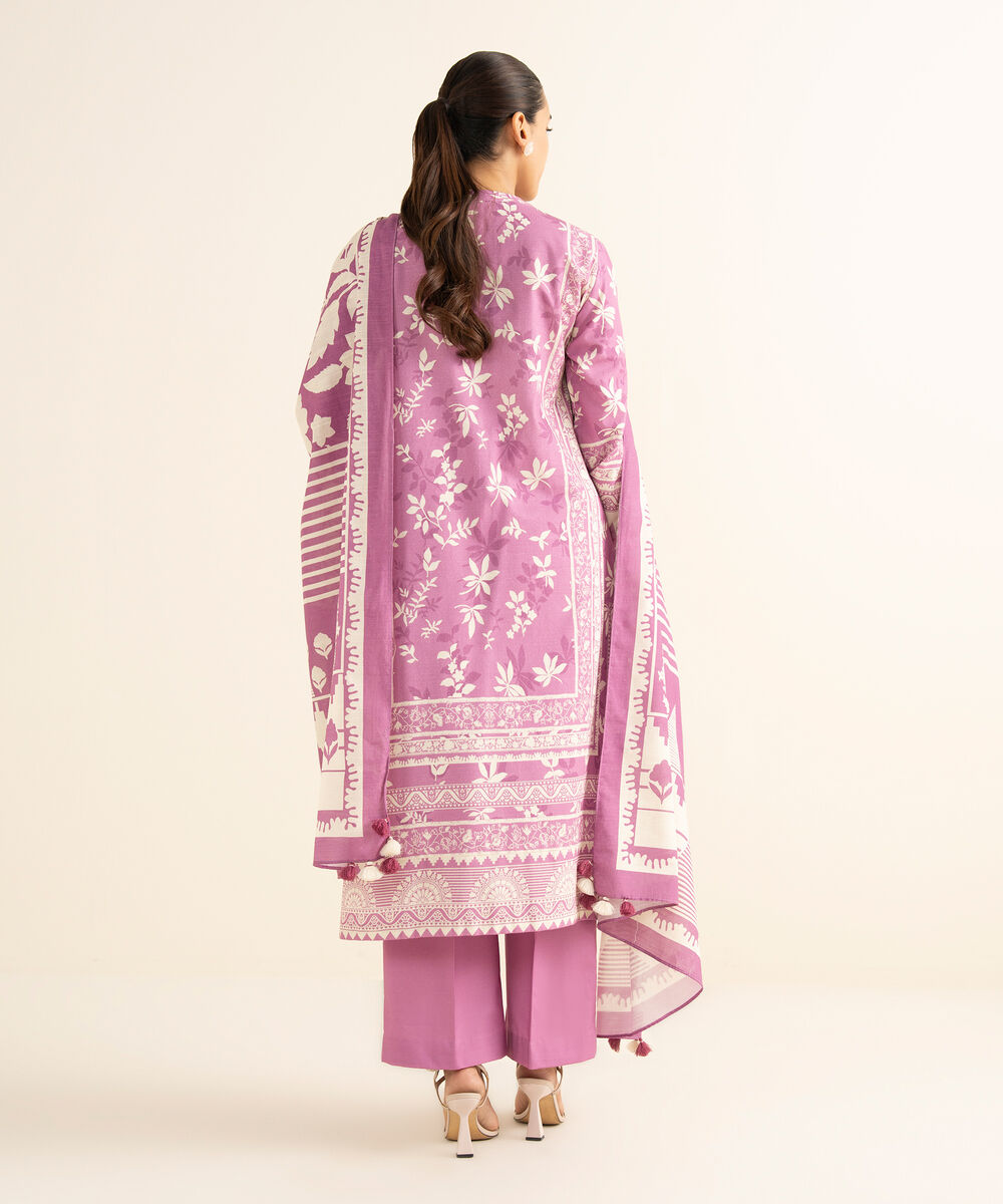 Women's Unstitched Light Khaddar Embroidered Purple 3 Piece Suit