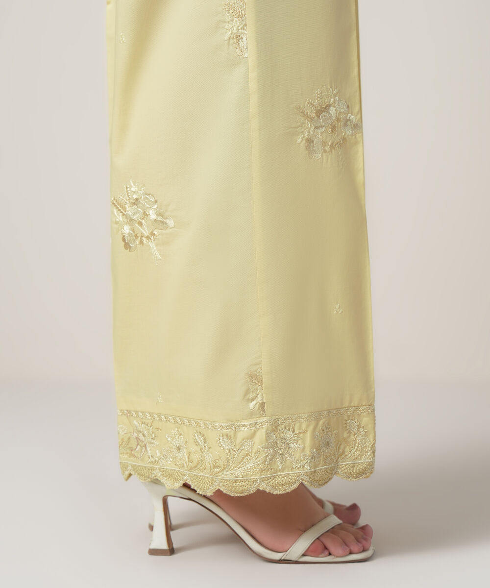 Women's RTW Cambric Off White Embroidered Trousers