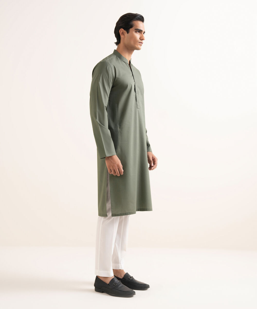 Men's Stitched 100% Cotton Grey Kurta