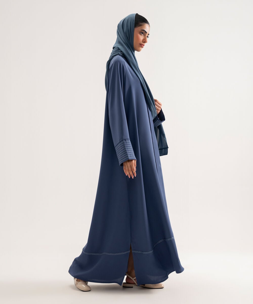 Women's Polyester Bluish Grey Raglan Abaya Set