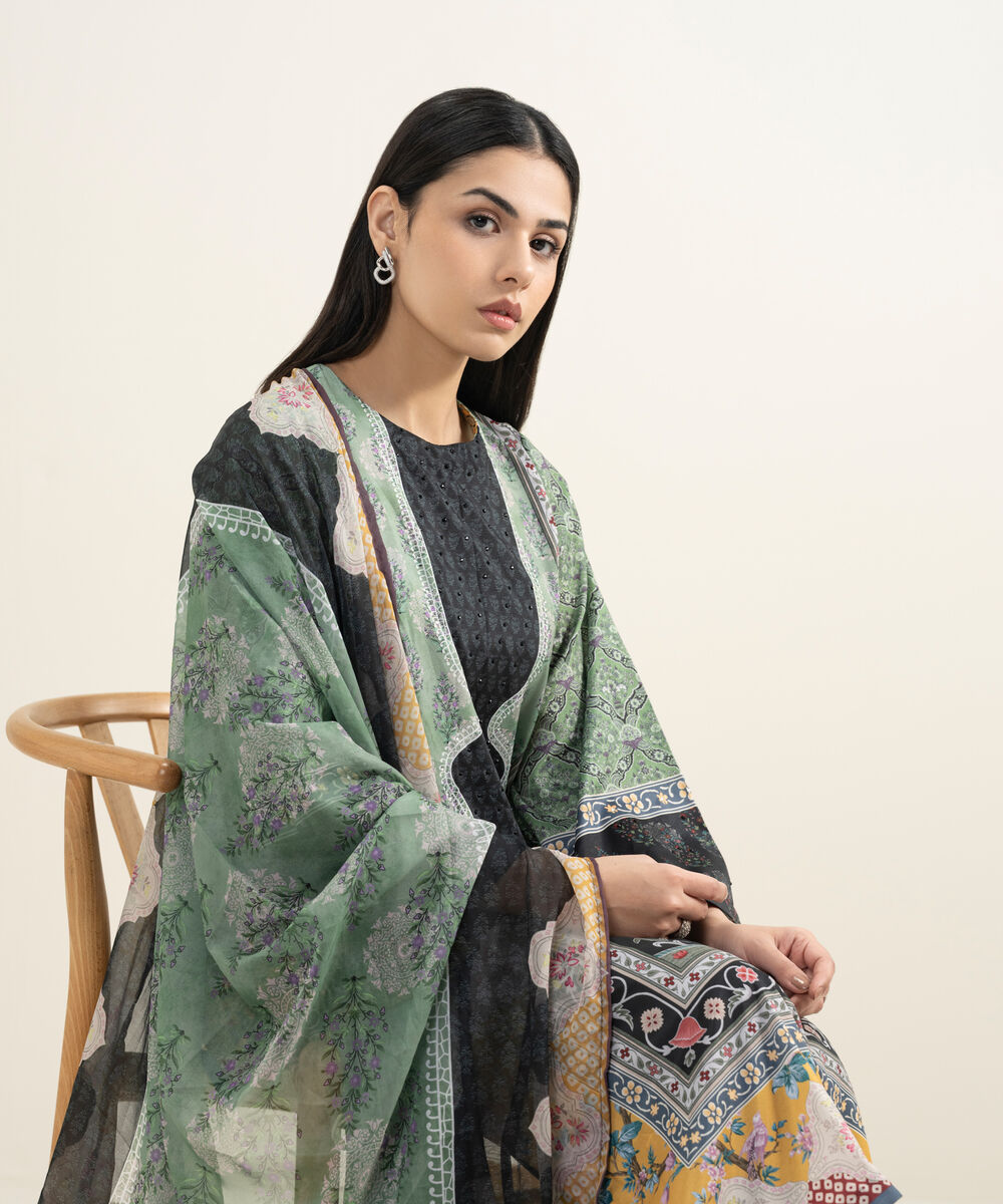 Women's RTW Blended Grip Silk Printed 3 Piece Suit