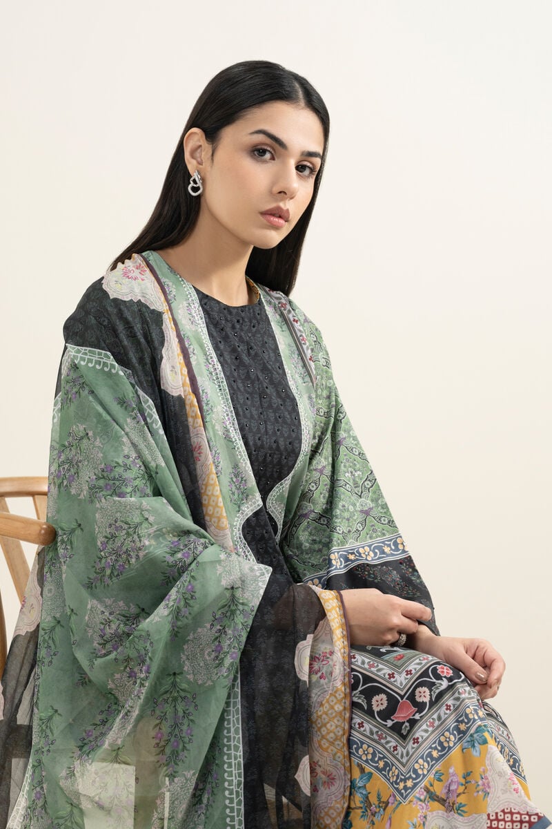 3 Piece - Printed Silk Suit