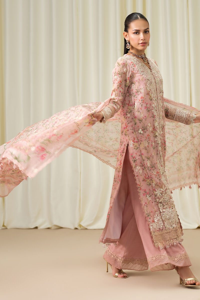 3 Piece - Embroidered Chiffon Suit