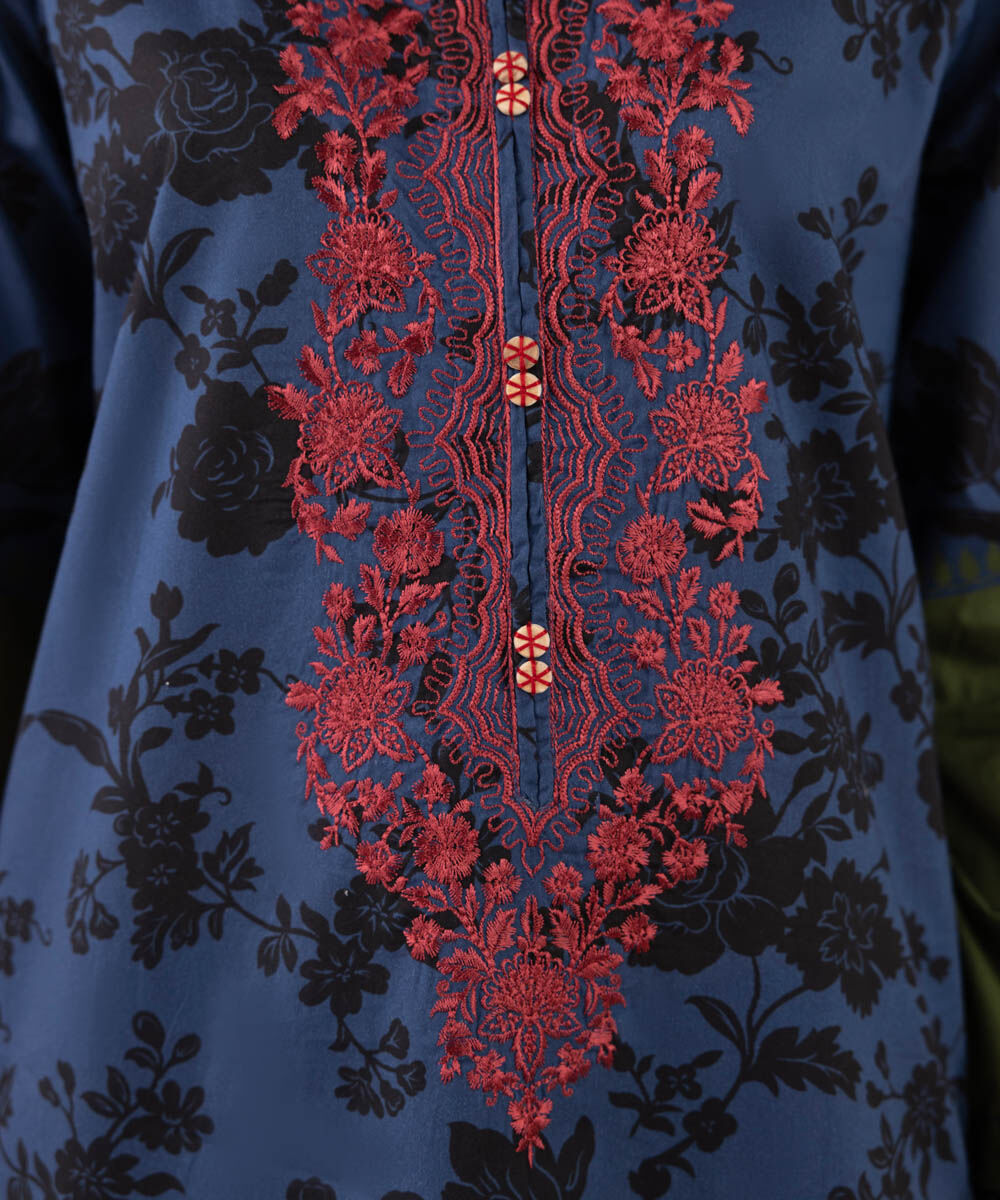 Women's RTW Lawn Multi Embroidered A-Line Shirt