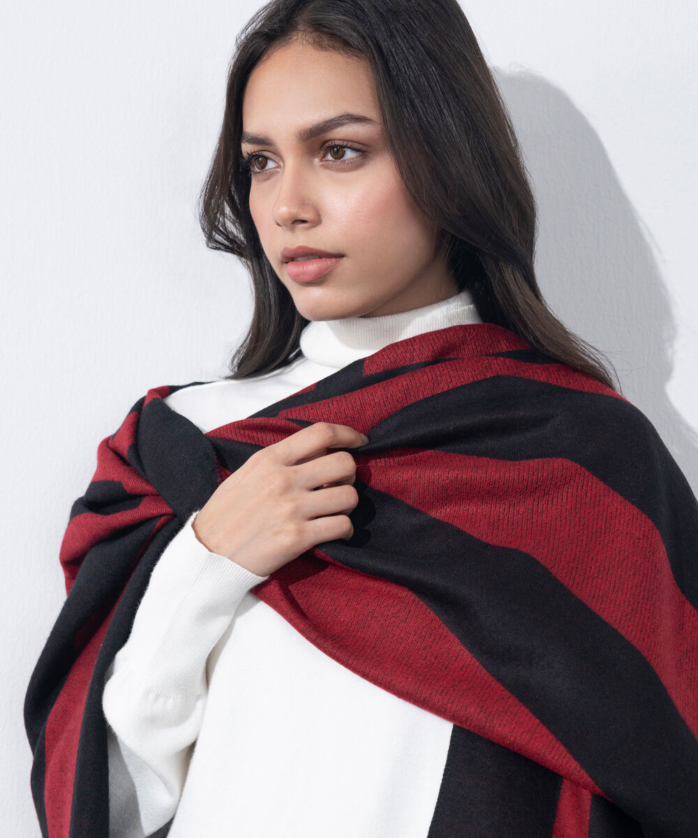 Women's Western Wear Red & Black Cape Shawl